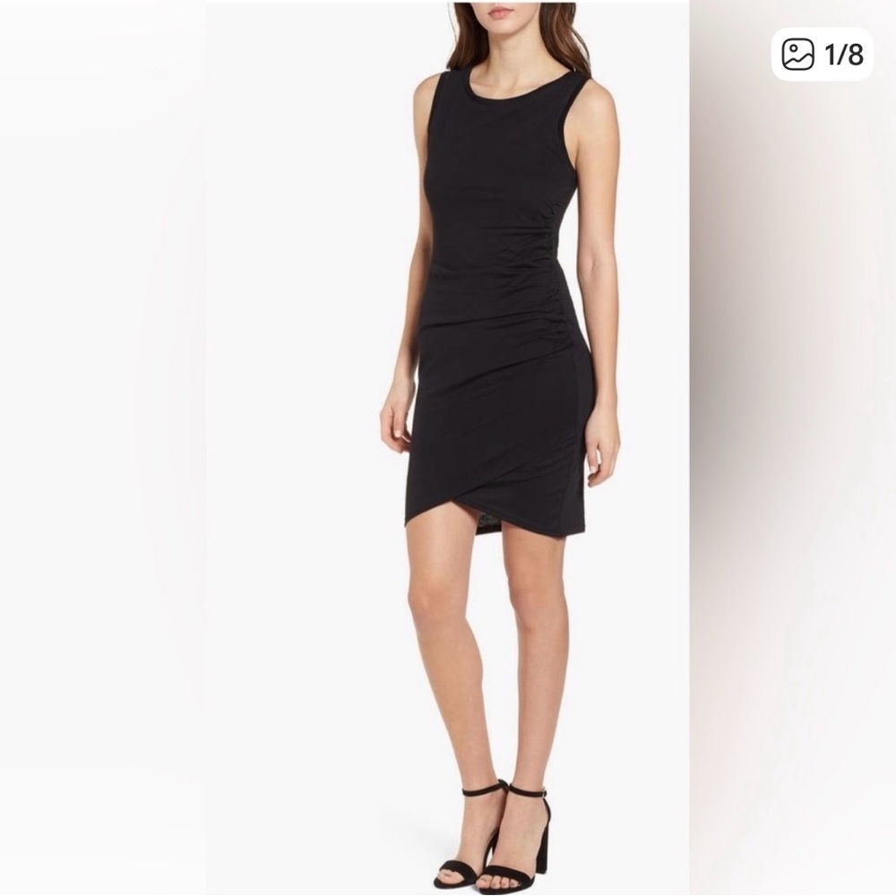Leith Black Asymmetrical Sleeveless Dress
